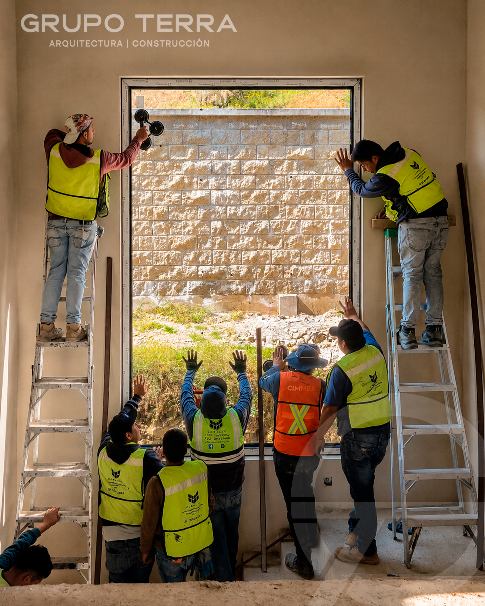 Instalación de ventanal de gran formato